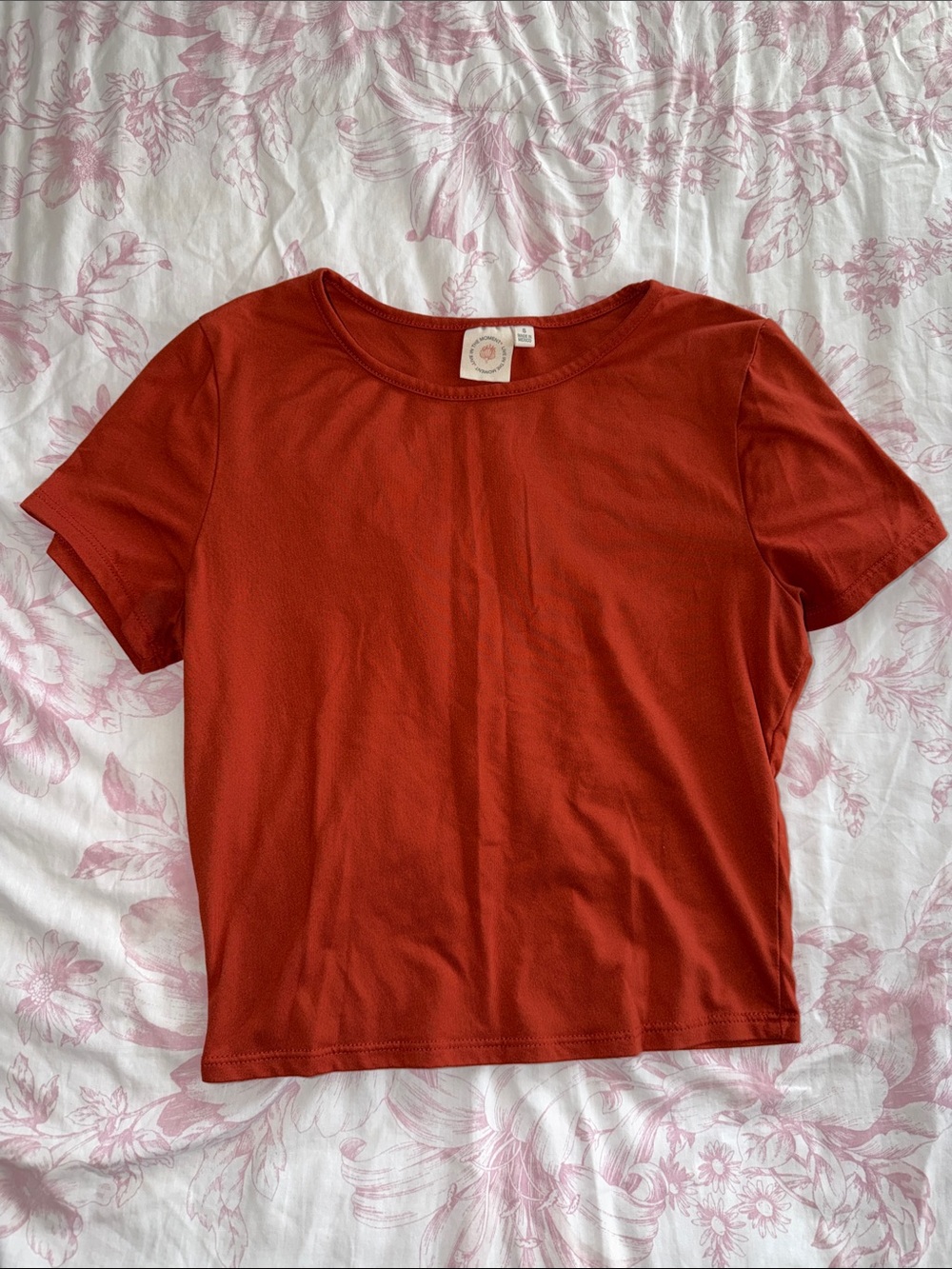 Women’s Short Sleeve Crewneck Top in Rust - Live in the Moment